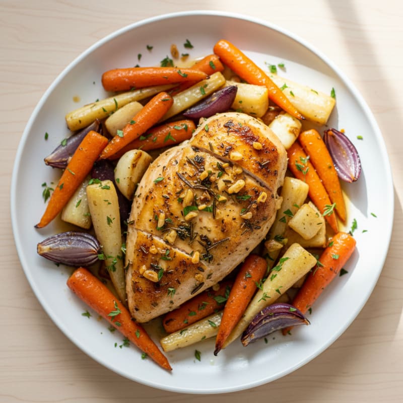 Garlic Herb Roasted Chicken with Root Vegetables