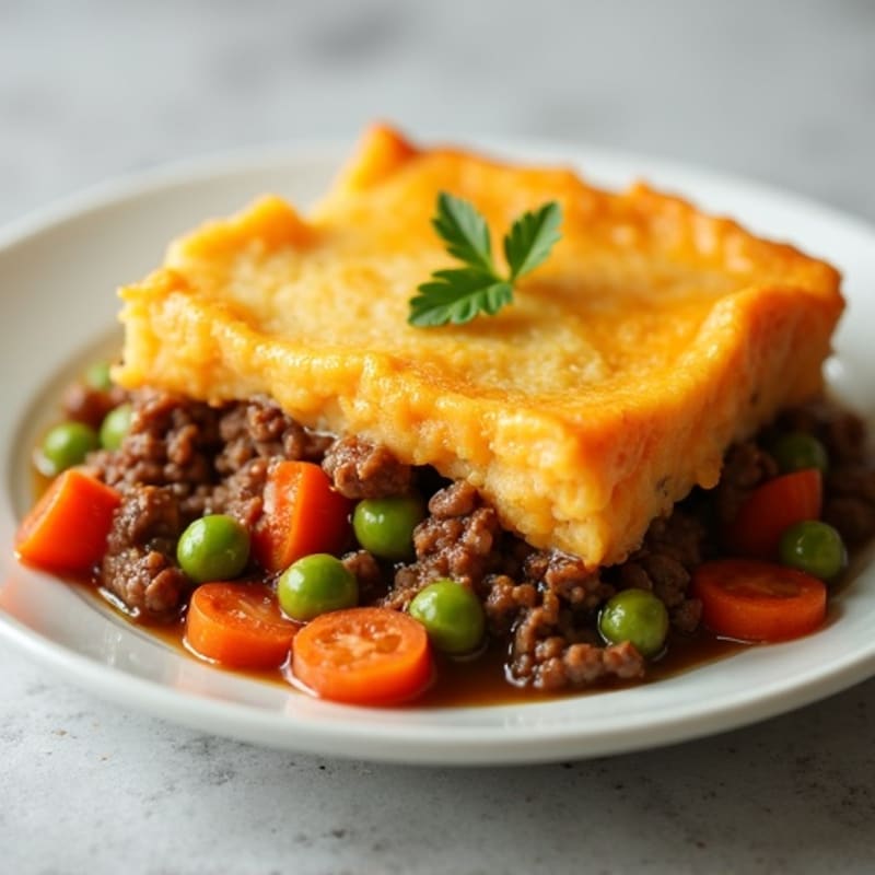 Lean Ground Beef Shepherd's Pie with Creamy Sweet Potato Topping