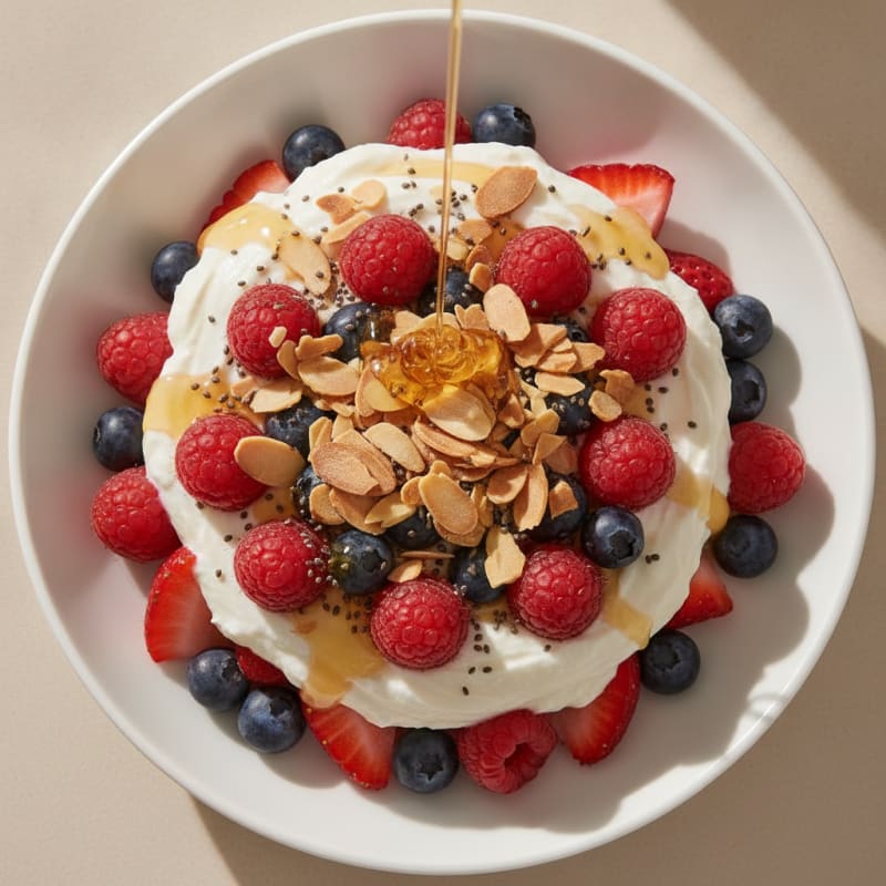 Greek Yogurt Protein Parfait with Mixed Berries