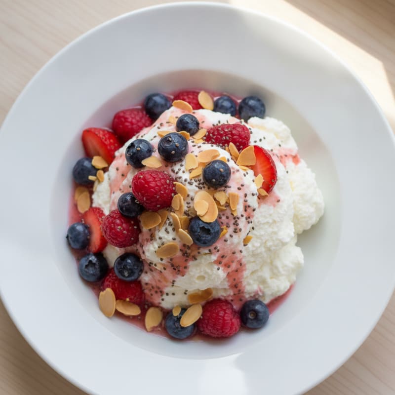 Greek Yogurt Protein Mousse with Mixed Berries