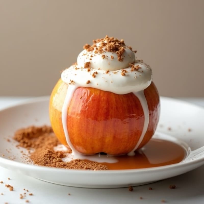 Cinnamon-Spiced Baked Apple with Vanilla Yogurt Drizzle