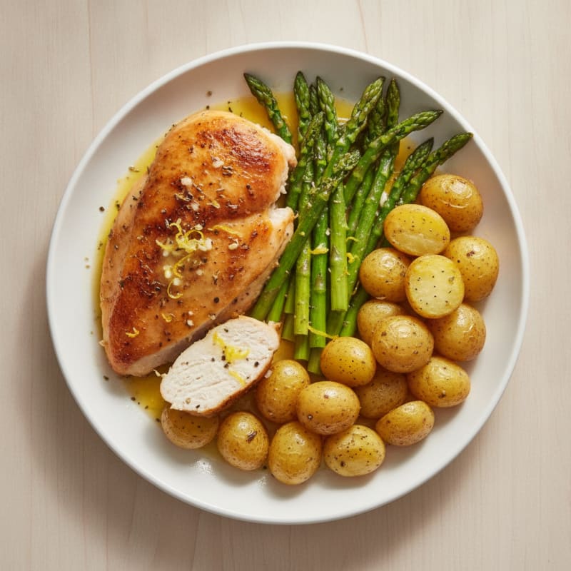 Lemon Herb Roasted Chicken with Asparagus