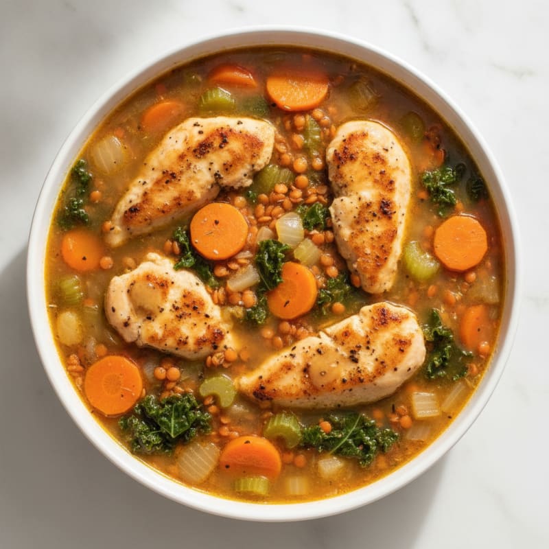 Hearty Chicken and Lentil Vegetable Soup