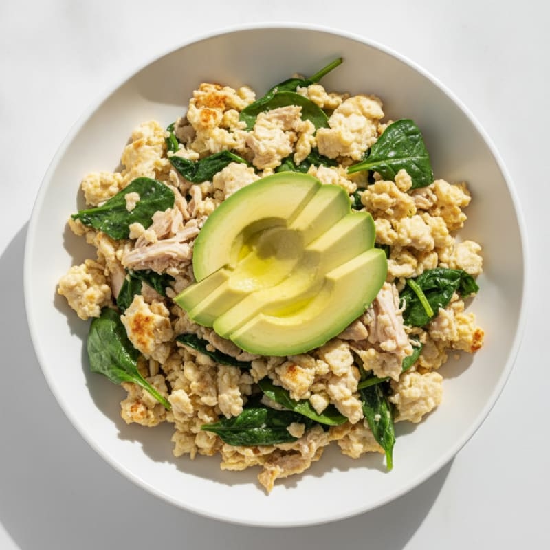 Egg White Scramble with Turkey Breast and Spinach