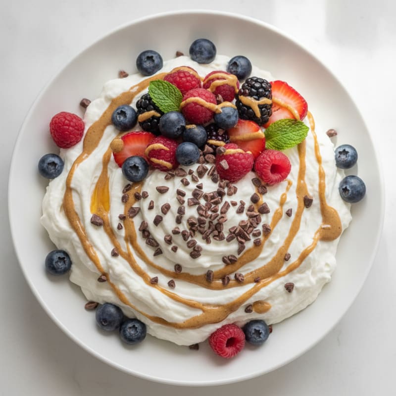 Greek Yogurt Protein Mousse with Mixed Berries