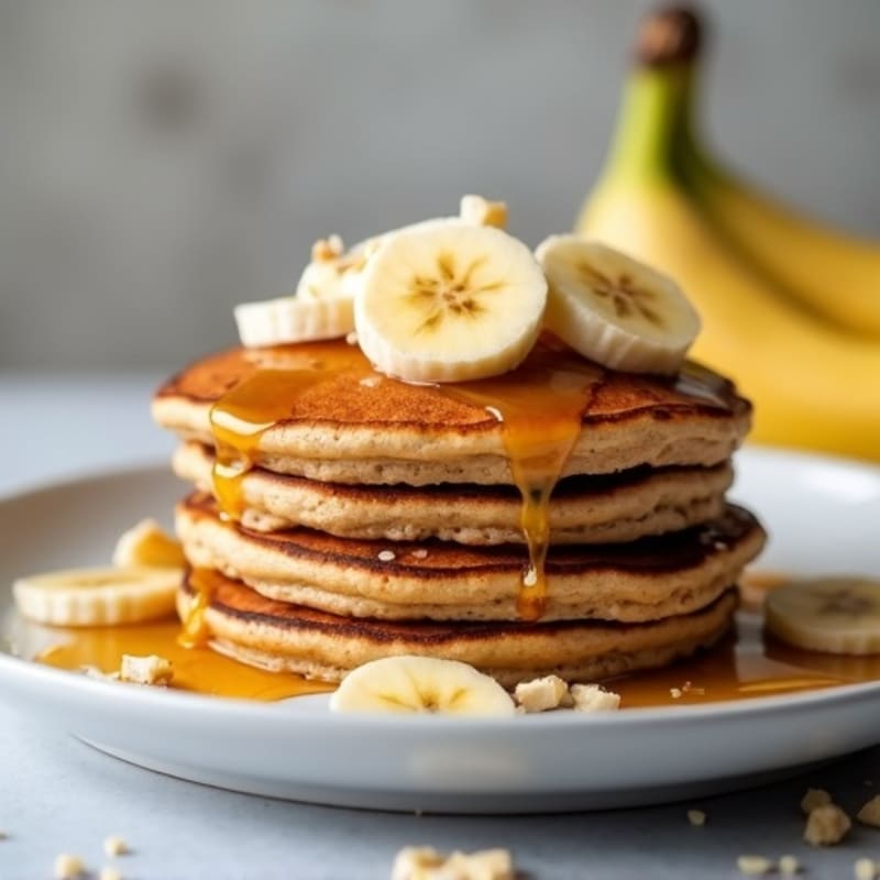 Protein-Packed Whole Grain Banana Pancakes with Warm Spiced Bananas