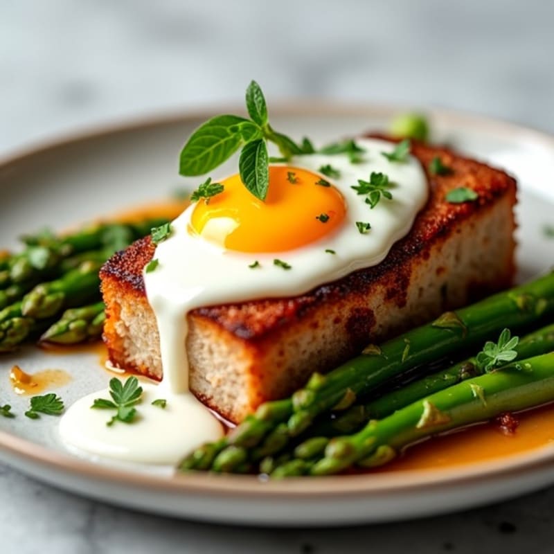 Crispy Slow-Braised Pork Belly with Roasted Asparagus