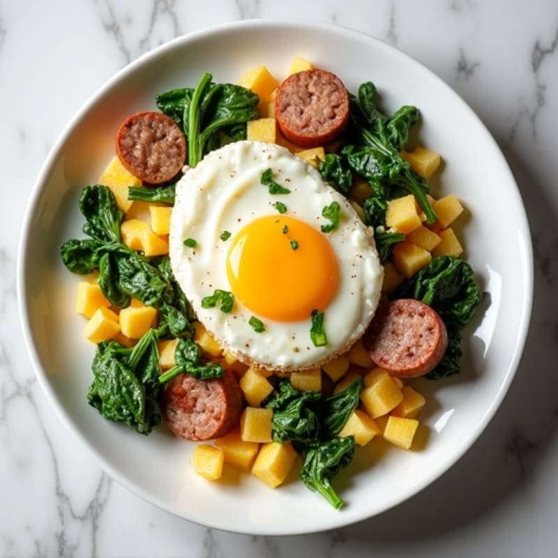 Egg White and Turkey Sausage Scramble with Spinach