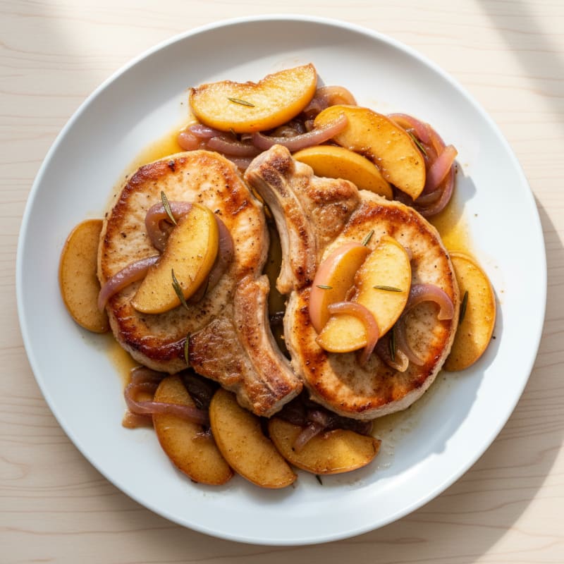 Golden Pan-Seared Pork Chops with Apples