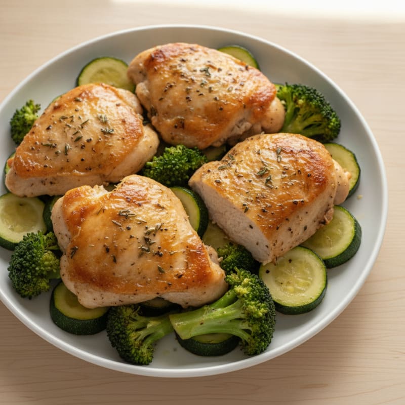 One-Pan Savory Herb Chicken Thighs with Roasted Vegetables