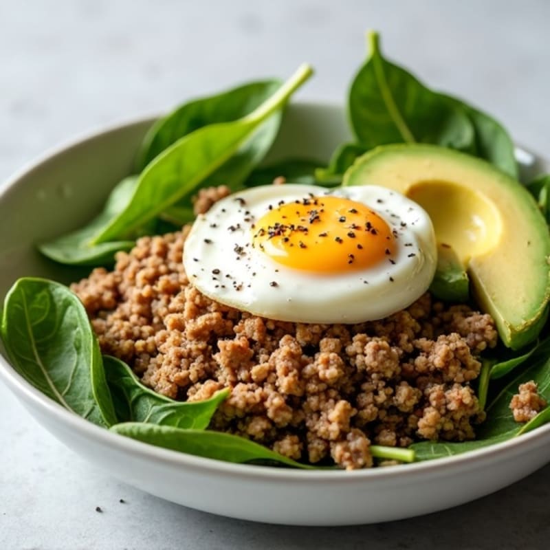 Ground Turkey and Avocado Spinach Salad