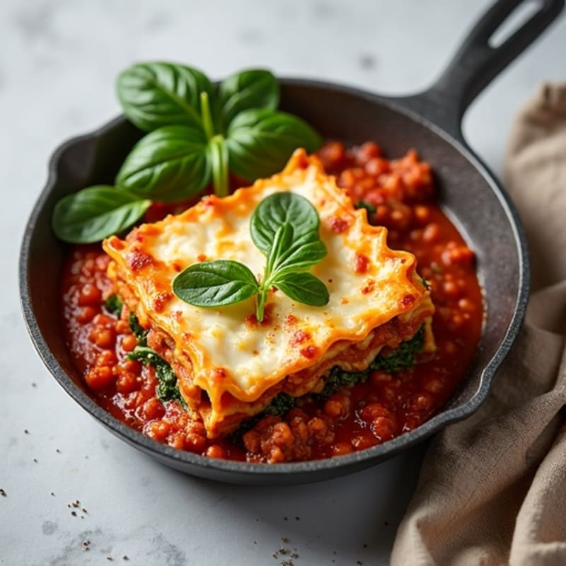 Lean Ground Beef Skillet Lasagna with Creamy Ricotta and Fresh Spinach