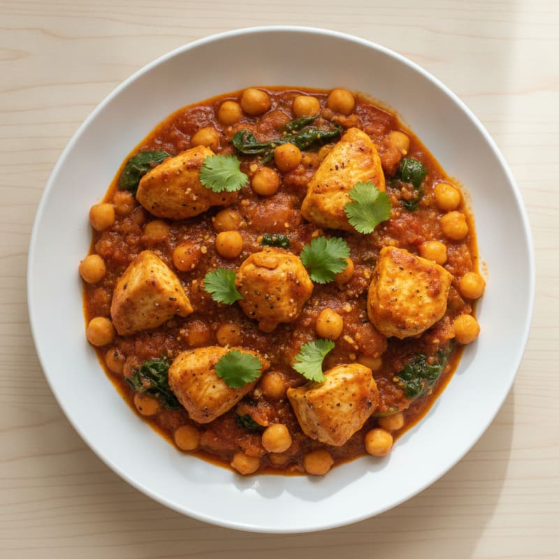 Indian Chana Masala with Spiced Chicken
