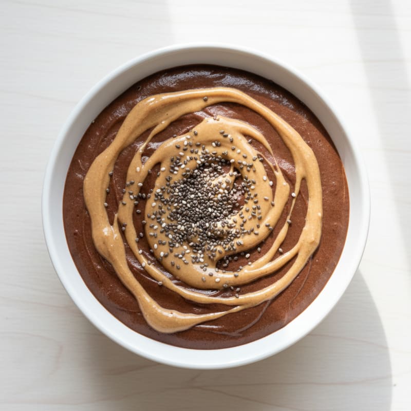 Silky Chocolate Protein Mousse with Almond Butter and Chia