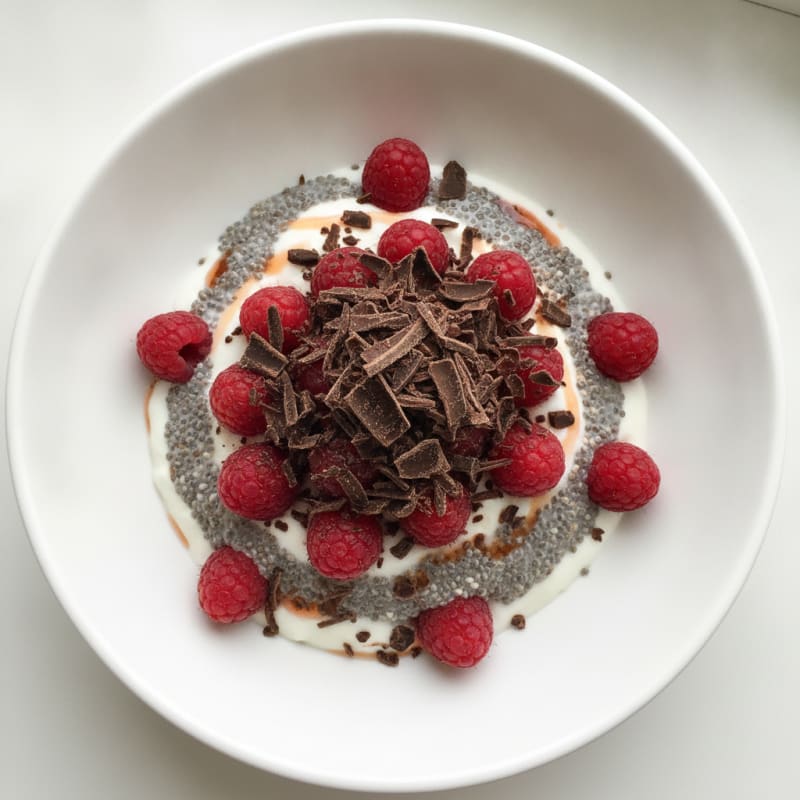 Protein Yogurt Parfait with Chia and Dark Chocolate