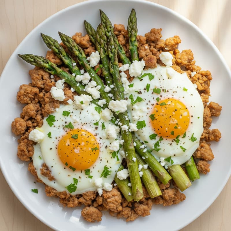 Baked Eggs with Roasted Asparagus
