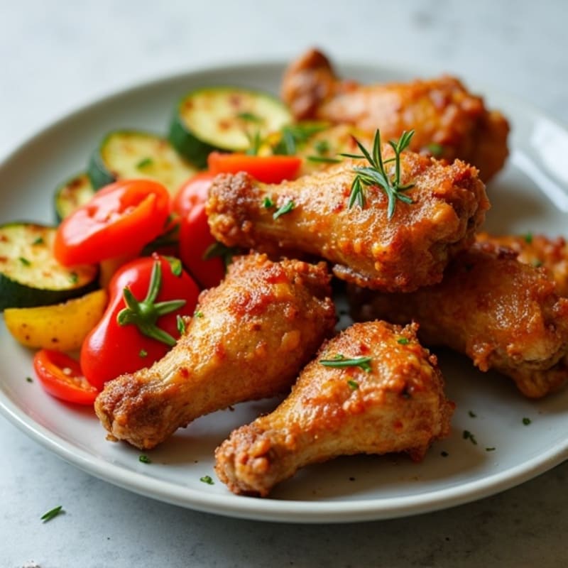 Crispy Baked Chicken Wings with Roasted Vegetables
