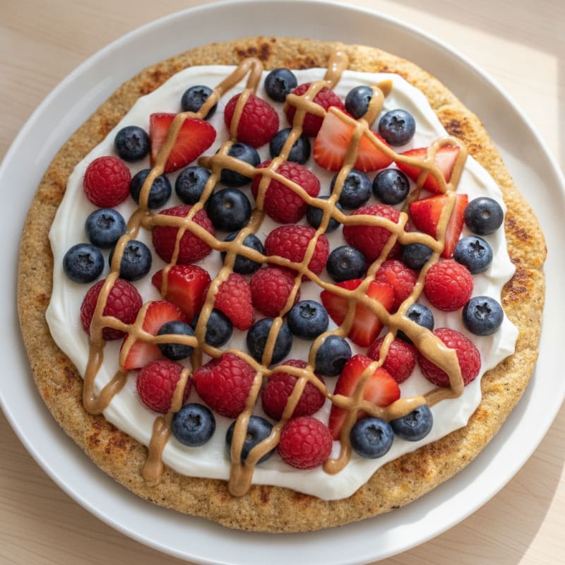 Protein Yogurt Flatbread with Mixed Berries and Almond Butter