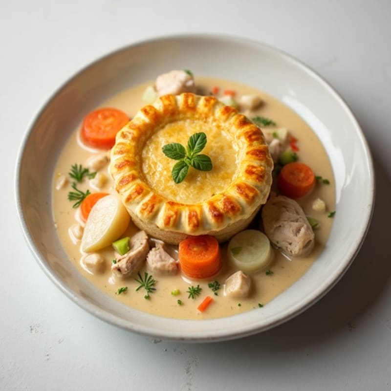 Lightened-Up Creamy Chicken Pot Pie with Root Vegetables
