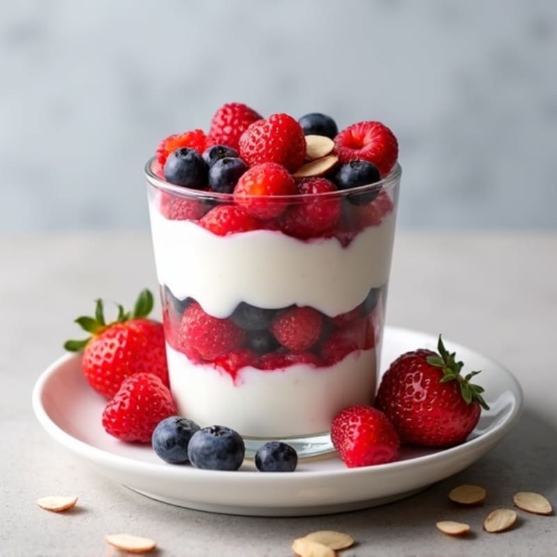 Greek Yogurt Protein Parfait with Mixed Berries and Almonds