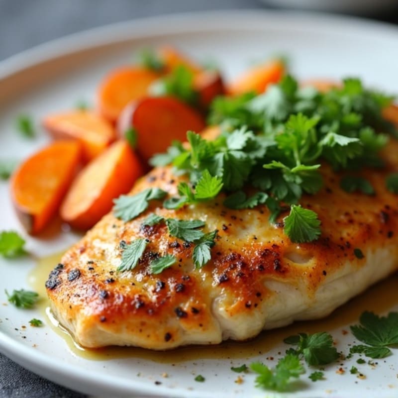 Cilantro-Lime Chicken Breast with Roasted Sweet Potatoes