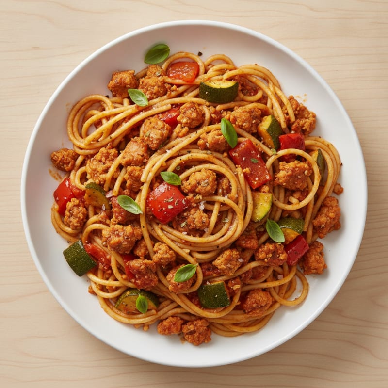 Roasted Vegetable Spaghetti with Marinara