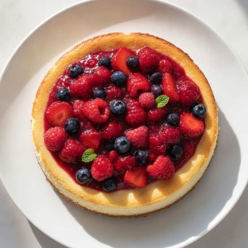 Greek Yogurt Protein Cheesecake with Mixed Berries