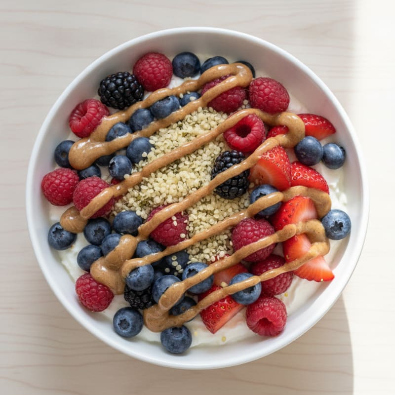 Creamy Greek Yogurt Bowl with Protein Powder and Mixed Berries