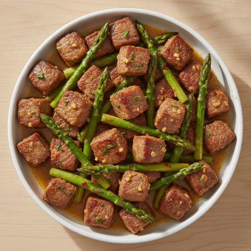 Garlic Butter Steak Bites with Asparagus