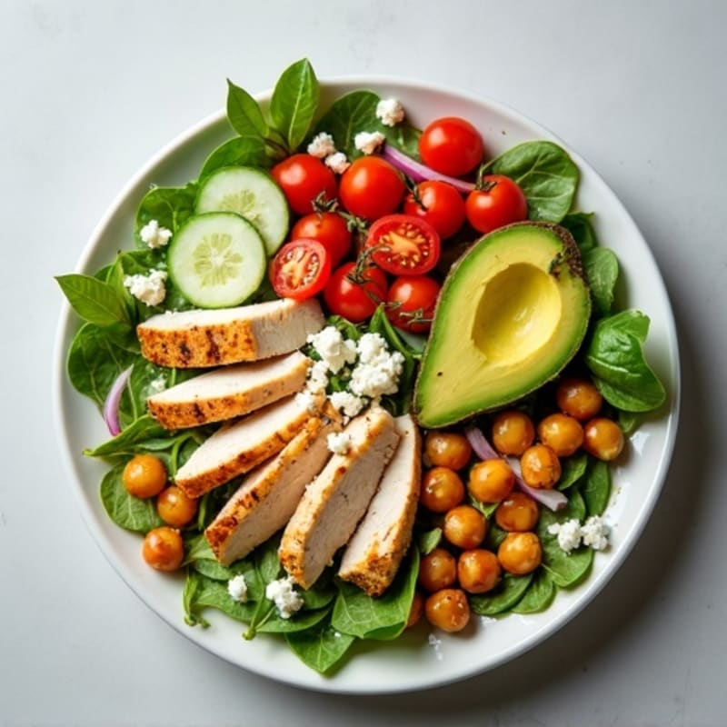 Fresh Chopped Avocado Salad with Crispy Chickpeas