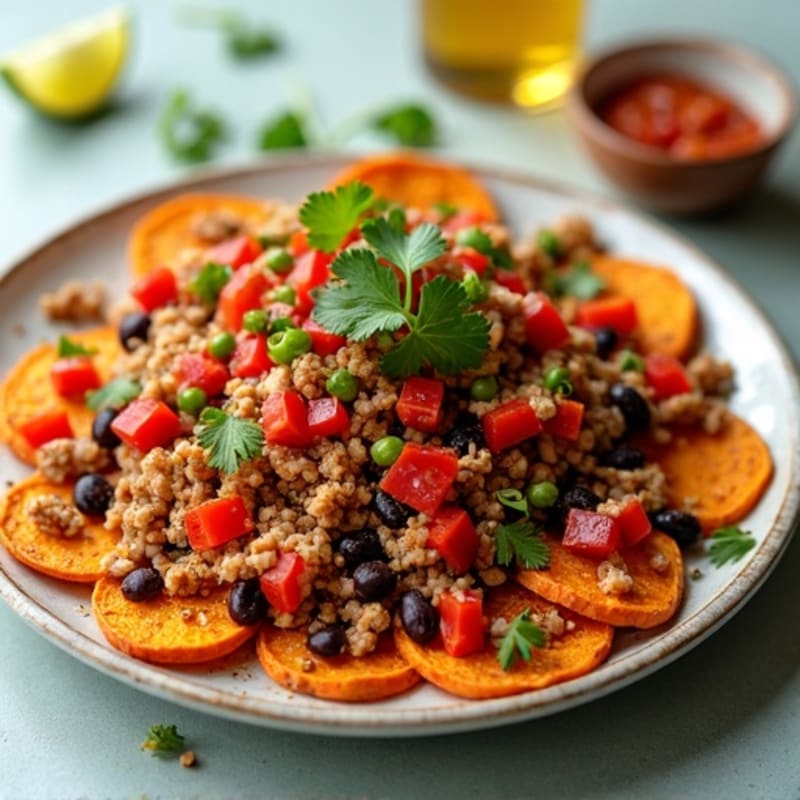 Sheet Pan Turkey Taco-Loaded Sweet Potato Nachos