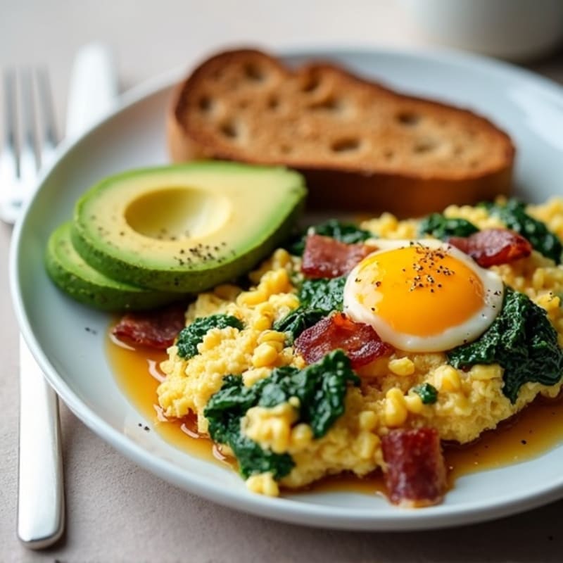 Egg White Scramble with Spinach and Turkey Bacon
