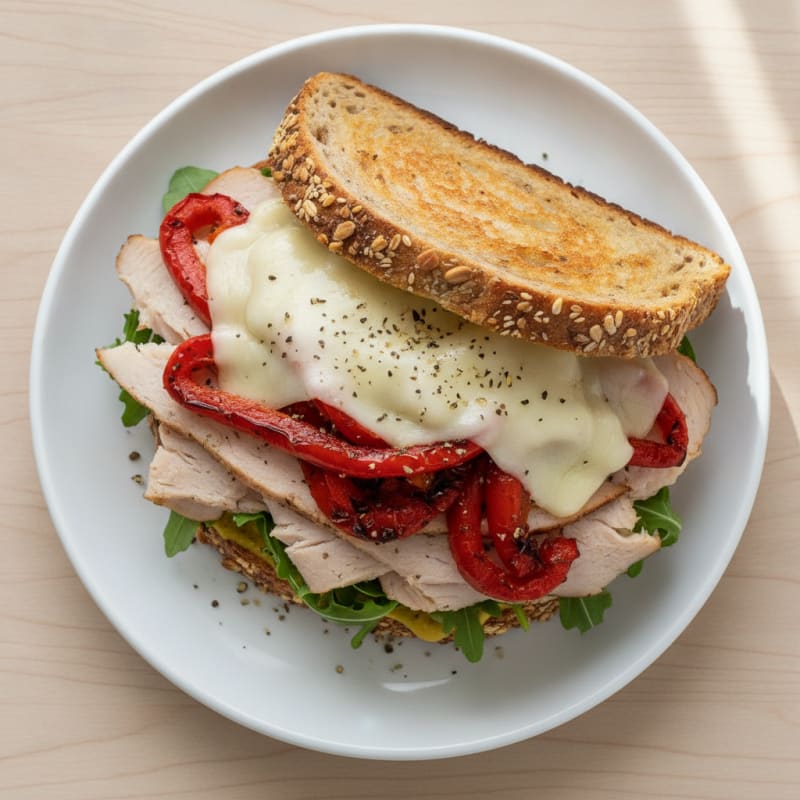 Turkey and Provolone Sandwich with Roasted Peppers
