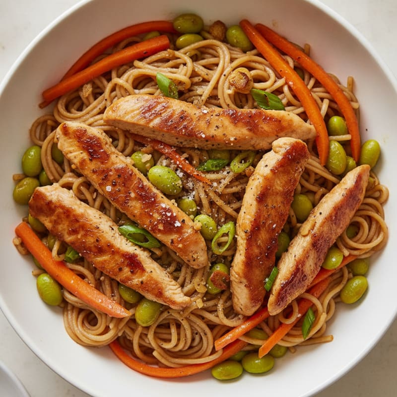 Chicken and Edamame Noodle Bowl