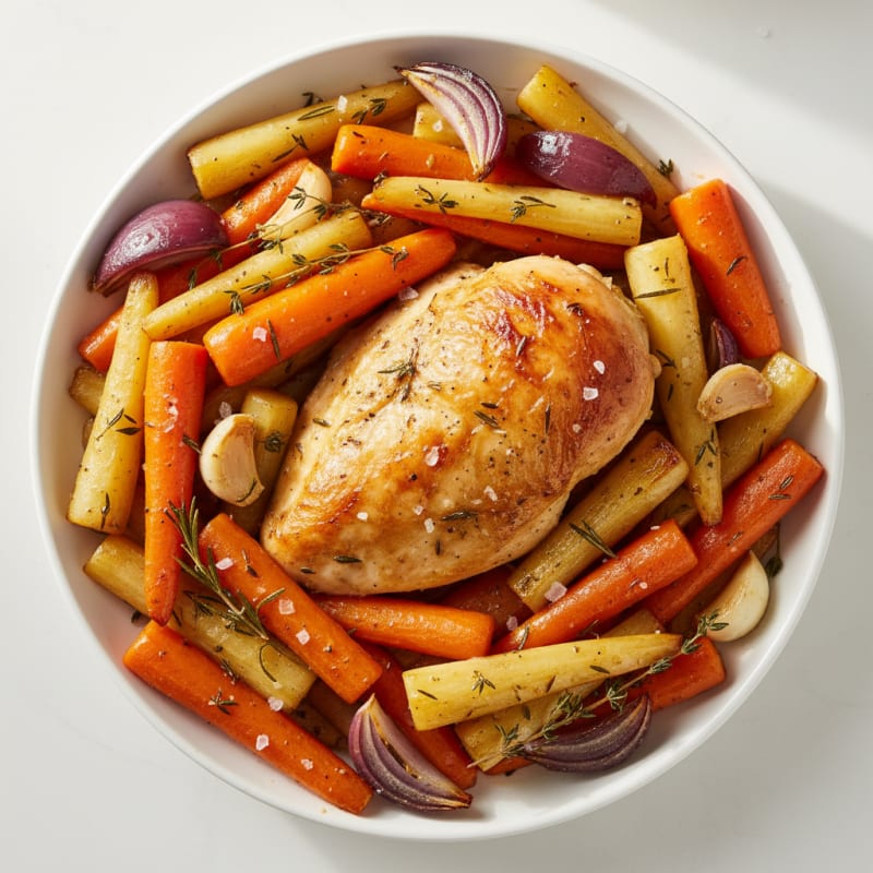 Garlic Herb Roasted Chicken with Root Vegetables