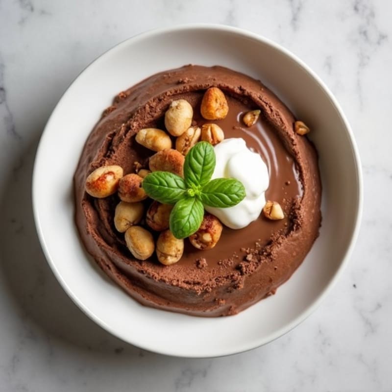 Chocolate Protein Mousse with Toasted Hazelnuts
