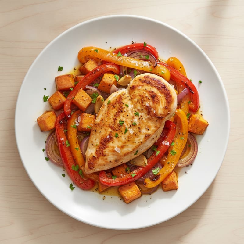 Pan-Seared Chicken with Roasted Peppers