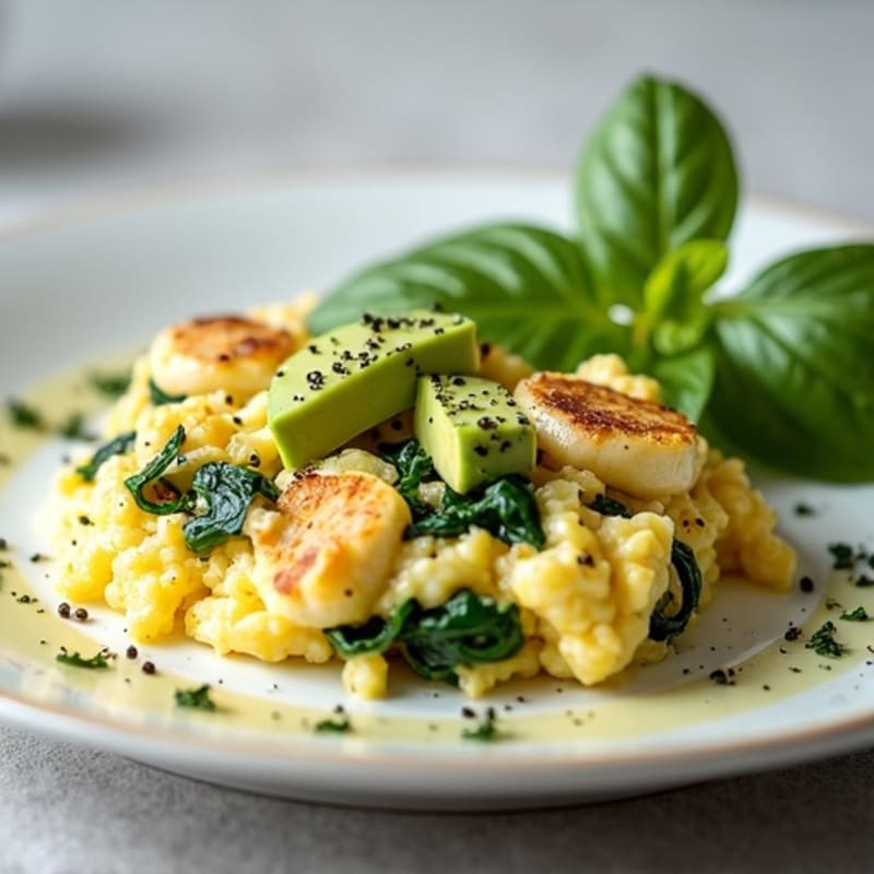 Egg White Scramble with Turkey Breast and Spinach