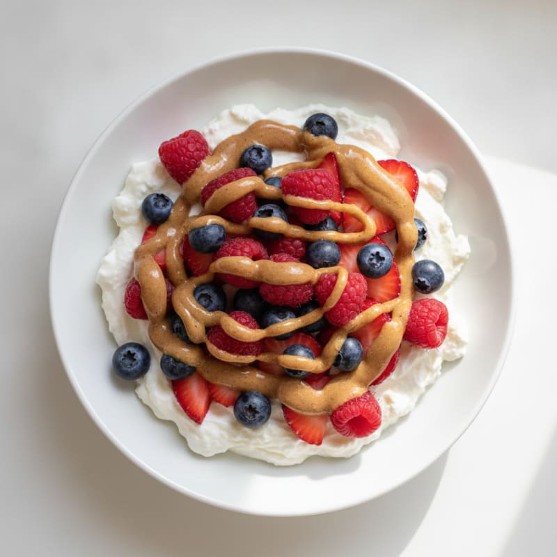Greek Yogurt Protein Bowl with Mixed Berries and Almond Butter