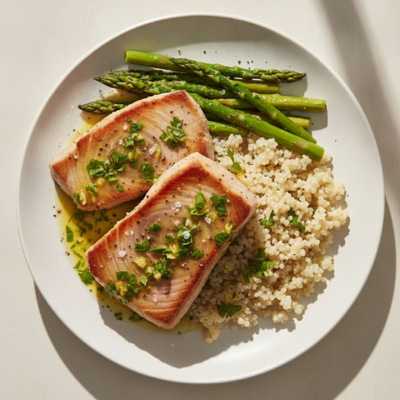 Pan-Seared Tuna with Lemon-Herb Sauce