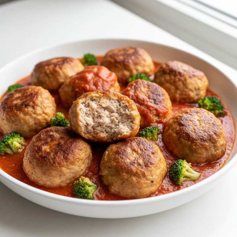 Baked Chicken Meatballs with Marinara