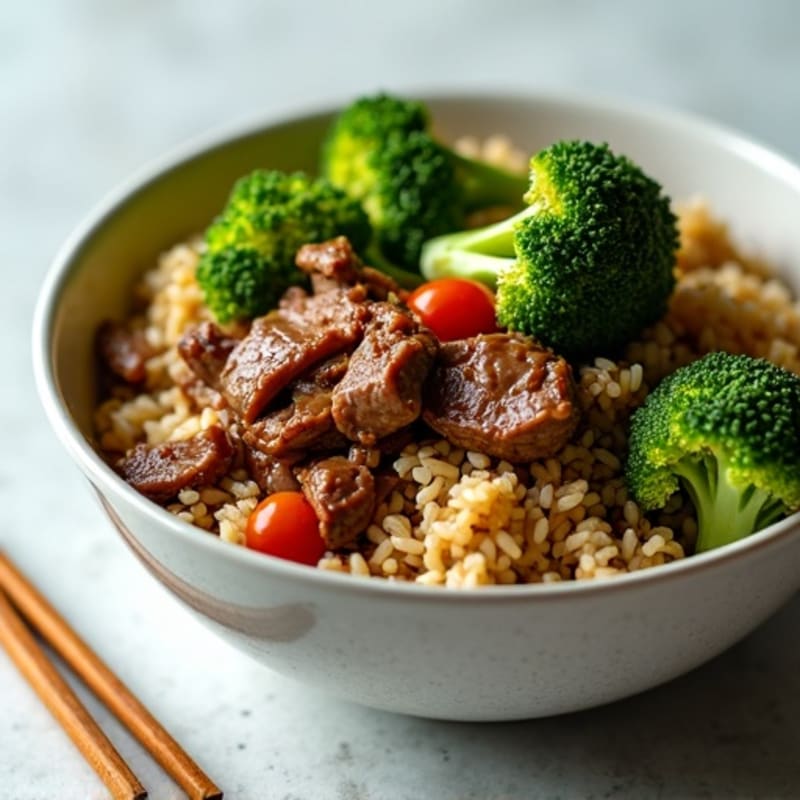 Savory Garlic Ginger Beef and Broccoli Rice Bowl