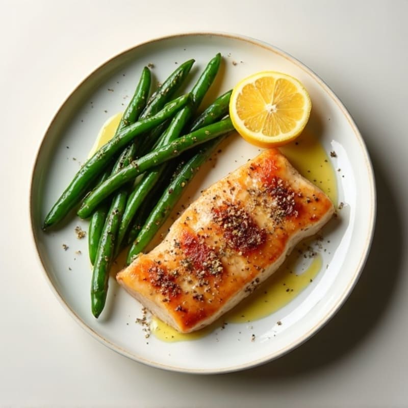 Pan-Seared Tuna with Roasted Green Beans and Lemon