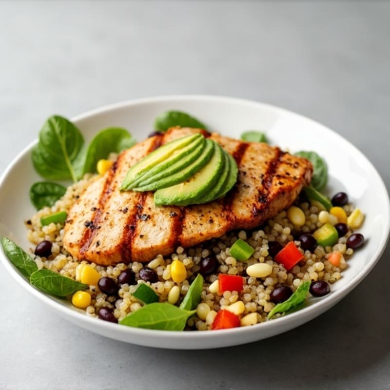 Fresh Quinoa and Black Bean Salad with Grilled Chicken