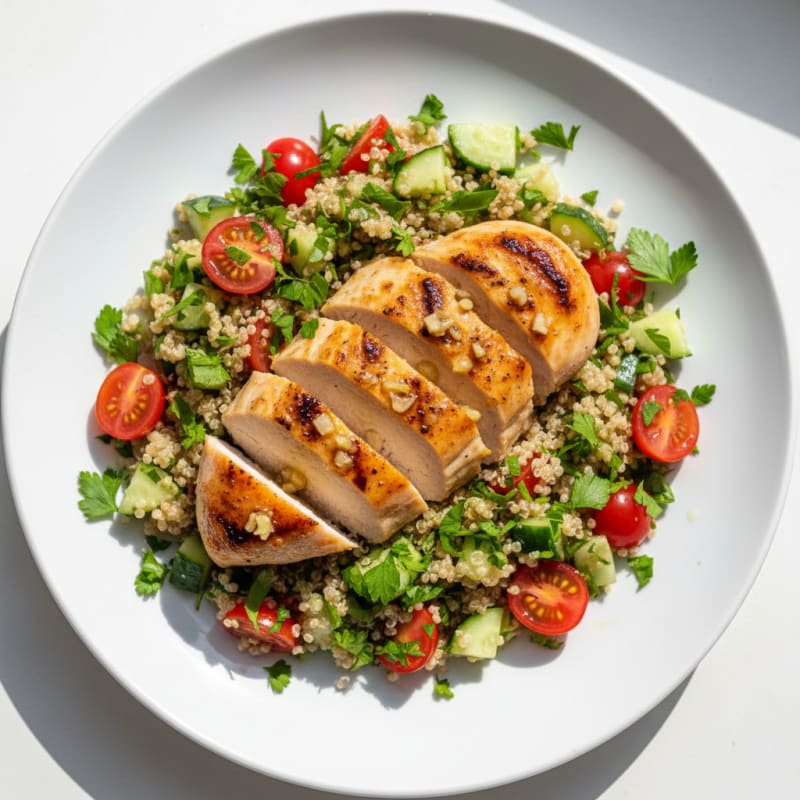 Grilled Lemon-Garlic Chicken Breast with Quinoa Salad