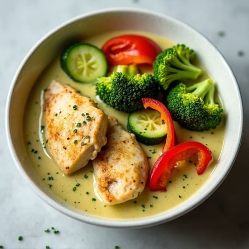 Creamy Coconut Green Curry Chicken with Fresh Vegetables