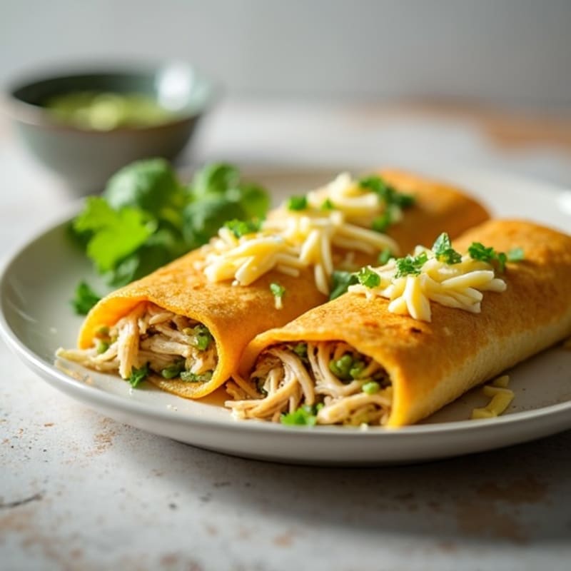 Salsa Verde Shredded Chicken Enchiladas