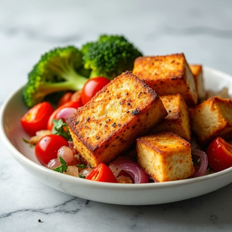 Crispy Baked Tofu with Roasted Vegetables