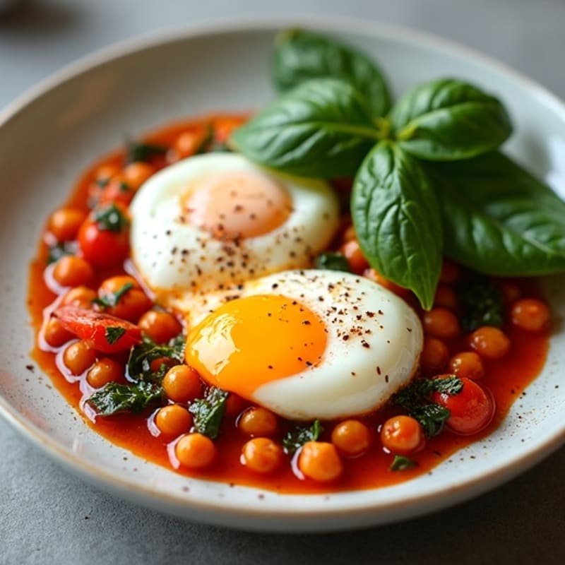 Fresh Poached Eggs in Rich Spiced Tomato Sauce