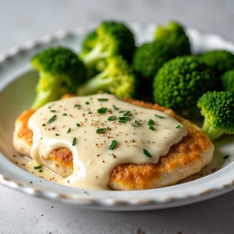 Creamy Garlic Parmesan Chicken with Roasted Broccoli